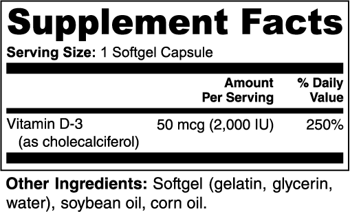 D3NERGY-Vitamin D3 2,000 IU